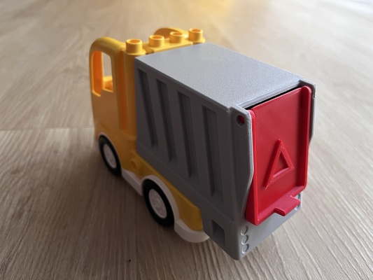 duplo cinzas sk auto lixo caminhão remixado by zikmund brinquedos jogos lego tijolo duplocarro doca carregamento choupos 3d print model - Mito3D