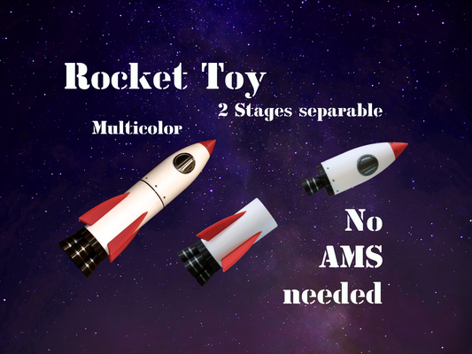 comic rocket toy 2-stage by toys stuff & games ams no multipart multicolor seperable stage spacex universe stars astronaut solarsystem model shuttle moon booster exploration launch engine separable 3d print model - Mito3D