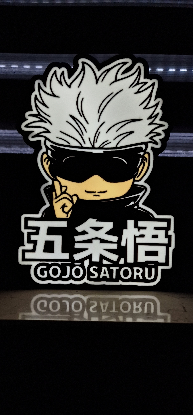 satoru gojo jujutsu kaisen lightbox led lamp by nico91 art signs & logos anime animefans jujutsukaisen light box ledbox wall 3D print model - Mito3D