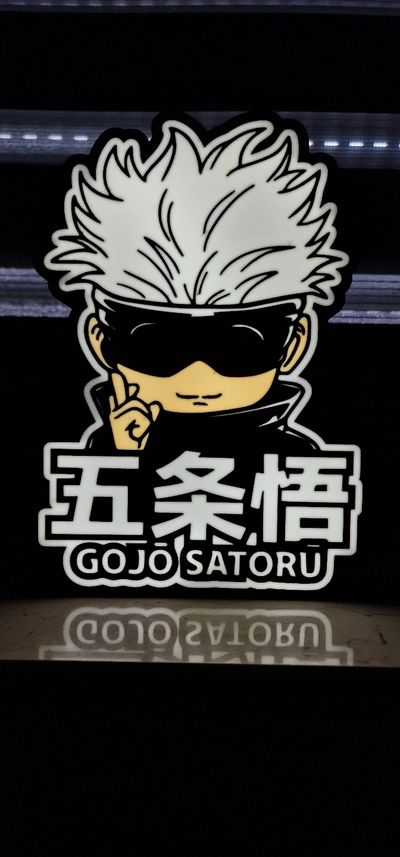 satoru gojo jujutsu kaisen lightbox led lamp by nico91 art signs & logos anime animefans jujutsukaisen light box ledbox wall 3d print model - Mito3D
