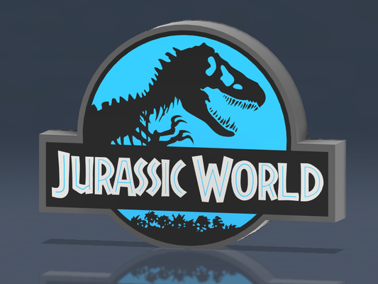 jurassic world lightbox by sitsero art signs & logos park dino dinosaur rex t-rex trex lamp sign led light logo movie series 3d print model - Mito3D