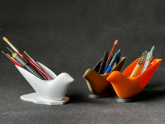 uccello matita titolare supporto spazzole penne utensili by fiorino inv organizzatori penna spazzola 3d print model - Mito3D