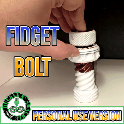 fidget bolt - bucklenshackle by tools gadgets screw spinner 3d bambulab bambu toy puzzle easy fun knurled fidgettoy tiktok instagram facebook keychain stim anxiety relief neurodivergent autism paracord rope chain keyring pla petg no support 3d print model - Mito3D