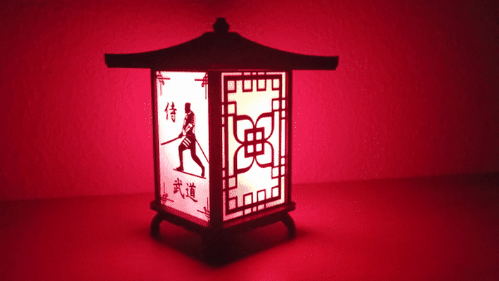 lantern japanese theme by savo3d household decor japan martial arts warrior warriors led ledlamp ledlampe lampe lamp tea light tealight holder 3d print model - Mito3D