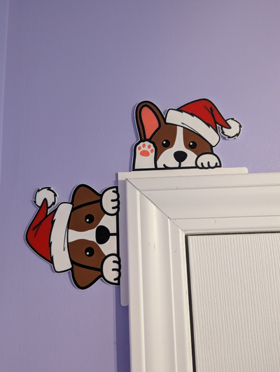 peeking puppies left 4 5 color versions by dakjones82 household decor christmas 2023 cute puppy holiday decoration door hanger dog doggy xmas home decore 3d print model - Mito3D