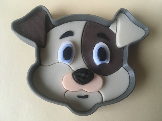3d puzzle chien visage by 3dnestcz jouets jeux puzzles boîte animal 3dpuzzle 3d print model - Mito3D