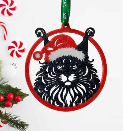 santa katze weihnachten ornament by 3dprintsmom kunst 2d dekoration baum berühmt 3d print model - Mito3D