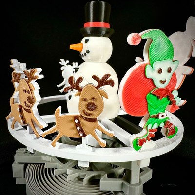 spinning xmas display by dwdesigns household festivities christ decoration christmas gift santa elf reindeer snowman claus elves north pole 3d print model - Mito3D