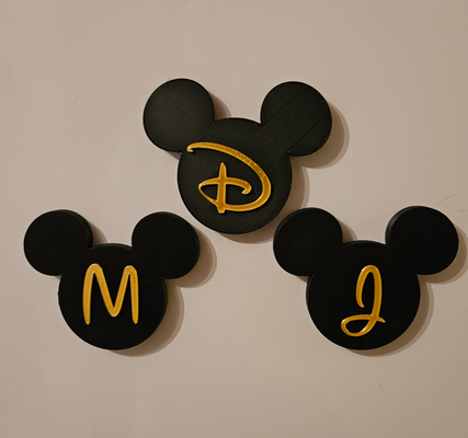mickey mouse magnets customizable - choose initial letter by 3dprintcess hobby & diy micky maus disney magnet alphabet deko deco decoration dekoration geschenk mitbringsel verschenken gift 3d print model - Mito3D