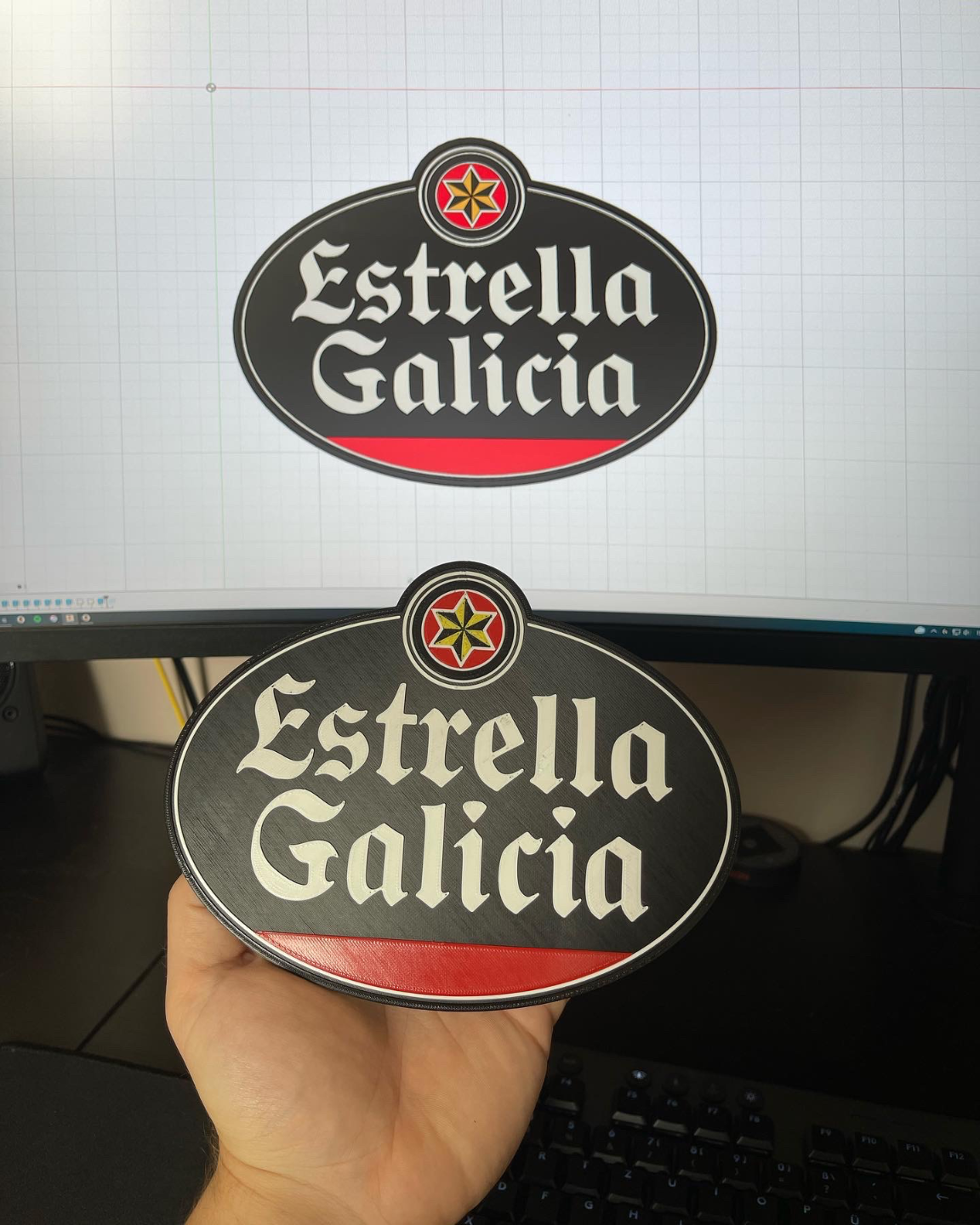 estrella galice by 3d impression art 2d cerveza stargalicie bière espagnol espagnole galice bière signe 3D print model - Mito3D