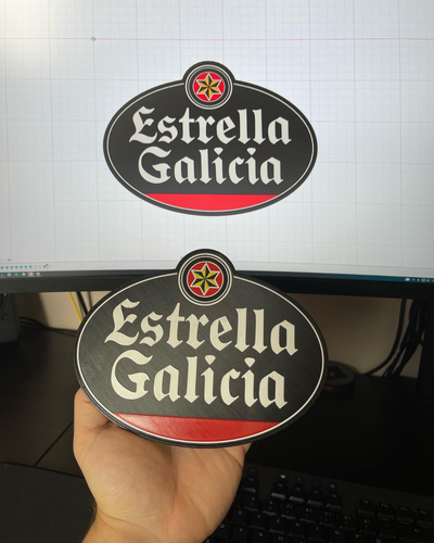 estrela galicia fragmento by 3d impressão arte 2d cerveza estrelagalicia esquife espanhol cerveja espanhola galiza cerveja placa sinal 3d print model - Mito3D