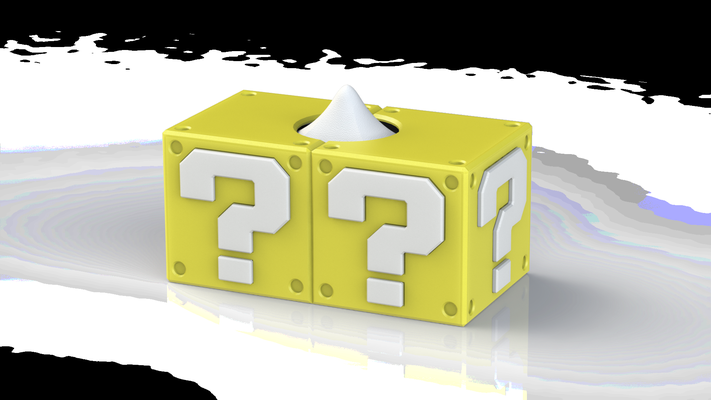 question marque bloquer tissu boîte grand remixé by it travail ménage décor mario vidéo jeu jeux mouchoirs couvercle porte tissus 3d print model - Mito3D