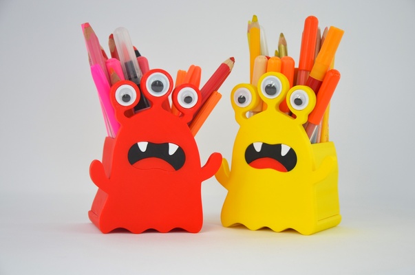pen box - monster f by 3dnestcz tools organizers organizer desk pencil kids 3d print model - Mito3D