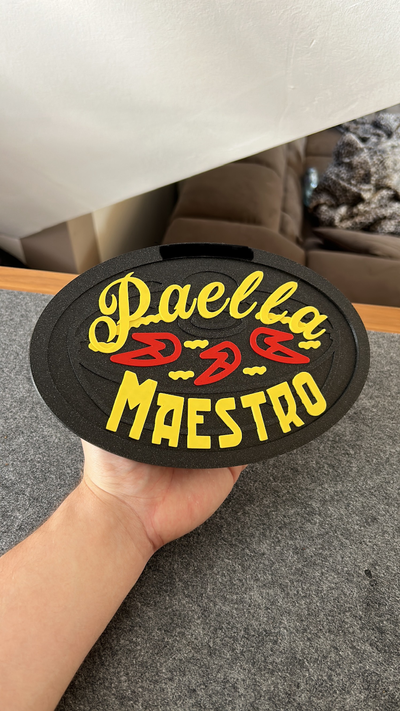 paella maestro patch by 3d print de art 2d bestpaella paellamaestro spanishpaella spanishfood sign trophy cup paellacup award paellaaward 3d print model - Mito3D