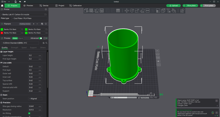 4 pouce poussière port bride by récupère outils 3d print model - Mito3D