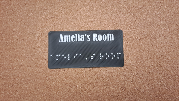 braille - amelia's room by 3dps-j household decor disability aid blind nameplaque nameplate 3d print model - Mito3D