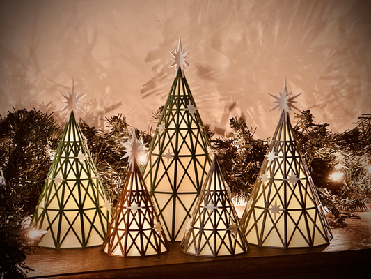 geométrico navidad arboles by catiav5ftw casa festividades árbol arte deco decoración fiesta estrella luces ligero te 3d print model - Mito3D