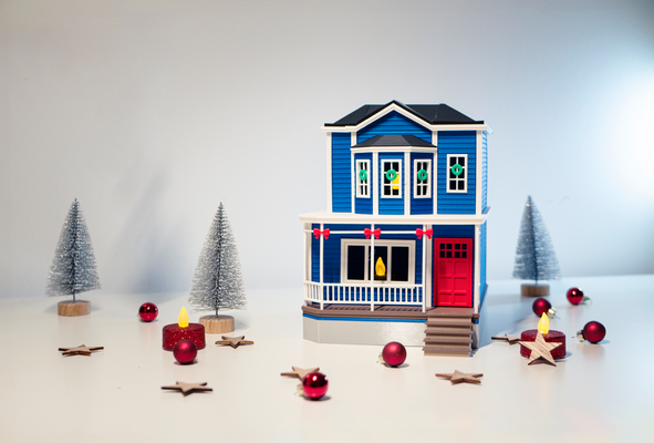 christmas house build kit by clipp3d household festivities 2023 2024 decoartions decor miniature festive decoration noams holiday 3d print model - Mito3D