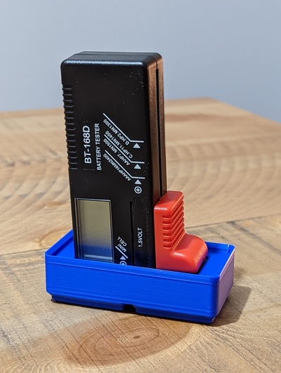 gridfinity 1x2 bin battery tester remixed by scross01 tools organizers batterytester 3d print model - Mito3D