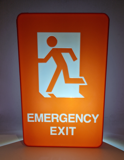 emergency exit lightbox by 3dgiftsbe art signs & logos logo 3d print model - Mito3D