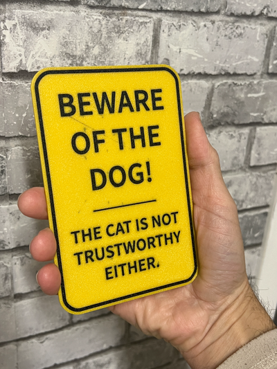 beware of dog cat sign by 3dprintcraft art signs & logos accessories funny 3d print model - Mito3D