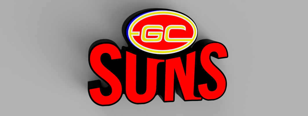 gold coast suns inspired led light box by glenngri art signs & logos afl goldcoastsuns aussie football 3d print model - Mito3D