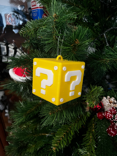 super mario question block christmas tree decoration remixed by am maker toys & games characters supermariobros bros questionblock christmastree 3d print model - Mito3D