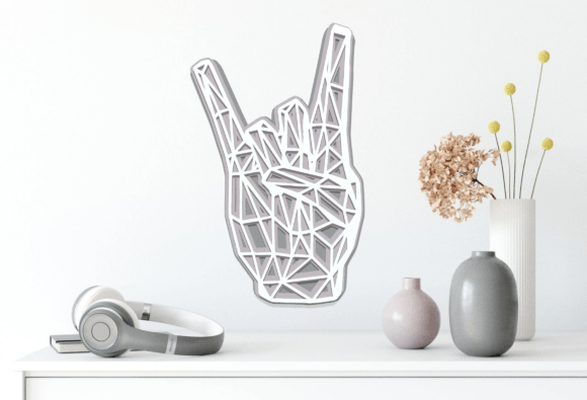 rock & roll hand - 3 layers by mipi3d hobby diy music wall wall3d 3d print model - Mito3D