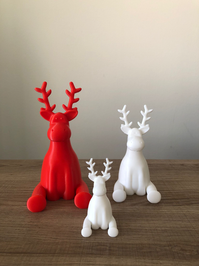 fofa sentado rena by 3djasi casa decoração natal veado animal natal festivo papai noel inverno adorável 3d print model - Mito3D