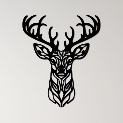 reindeer wall art by ri0m0 2d silhouette nature-inspired decor majestic deer illustration wilderness themed artwork laser cut forest animal rustic cabin stag head christmas antlers snow winter holiday arctic wildlife nature herbivore santa sleigh cold festive caribou migration tundra traditional 3d print model - Mito3D
