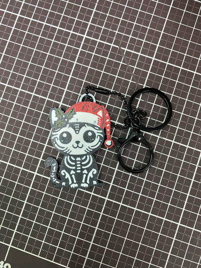 11 christmas skeleton cat key chain & ornaments by bob so cool art models funny keychain cute happy 3d print model - Mito3D