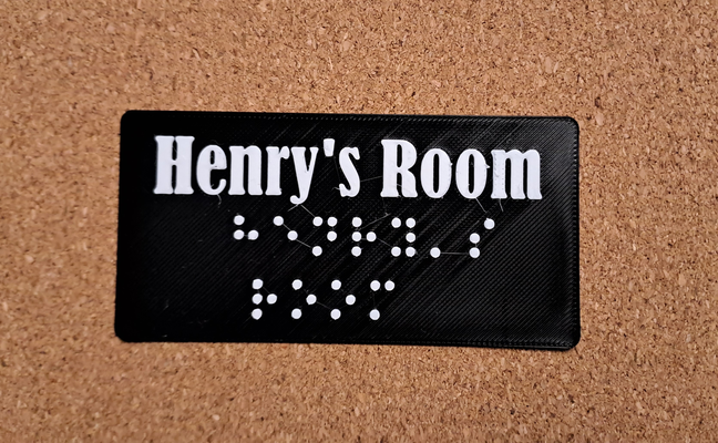 braille henry 39 nin oda by 3dps j ev halkı dekor sakatlık yardım kör isim levhası tabela 3d print model - Mito3D