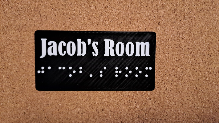 braille jacob chambre by 3dps ménage décor invalidité aide aveugle plaque signalétique 3d print model - Mito3D