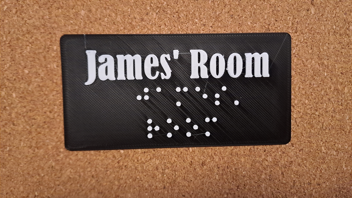 braille james 39 chambre by 3dps ménage décor invalidité aide aveugle plaque signalétique 3d print model - Mito3D
