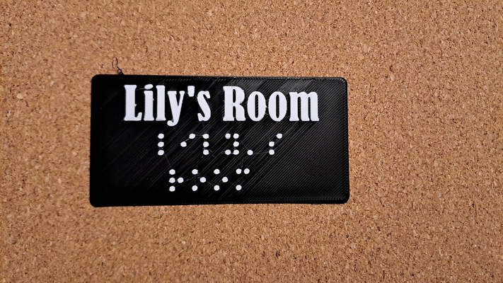 braille lily 39 chambre by 3dps ménage décor invalidité aide aveugle plaque signalétique 3d print model - Mito3D