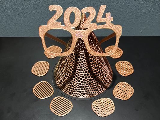 personalizzabile anni festa bicchieri telaio intercambiabile inserti 2024 by nukddd moda anno indossabile celebrazione pei festoso 3d print model - Mito3D