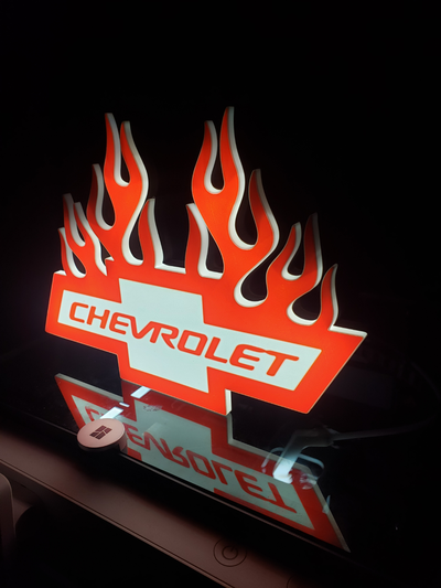 chevy chamas caixa luz by hjtatum arte sinais logotipos chevrolet fogo caminhão 3d print model - Mito3D