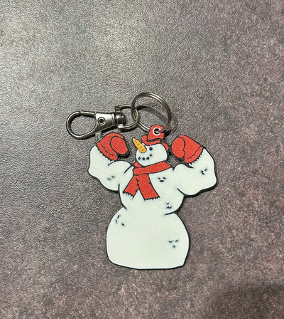 jacked snowman keychain by slowpoke's workshop fashion models chrismas strong frosty winter multi color carot figurine 3d print model - Mito3D