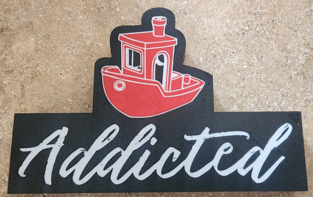 addicted to benchy lightbox by xeebo00 art signs & logos light box benchyboat life 3d print model - Mito3D