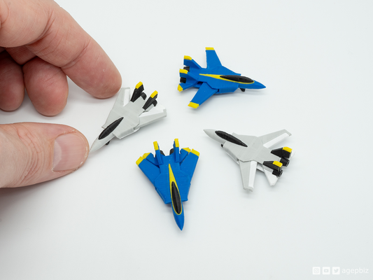 tiny multicolor jet fighters - print-in-place articulated by agepbiz toys & games fighter blue angels jolly rogers f14 print in place 3d print model - Mito3D