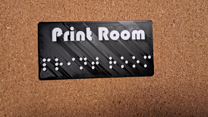 braille impression chambre plaque signalétique by 3dps ménage décor invalidité aide aveugle 3d print model - Mito3D