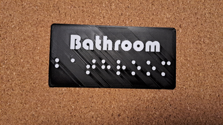 braille salle bains signe by 3dps ménage décor invalidité aide aveugle plaque signalétique 3d print model - Mito3D