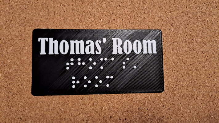 braille thomas 39 chambre by 3dps ménage décor invalidité aide aveugle plaque signalétique 3d print model - Mito3D