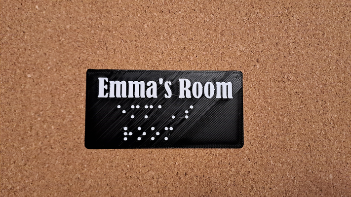 braille emma chambre by 3dps ménage décor invalidité aide aveugle plaque signalétique 3d print model - Mito3D