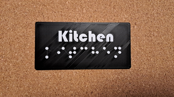 braille cuisine plaque signalétique by 3dps ménage décor invalidité aide aveugle 3d print model - Mito3D