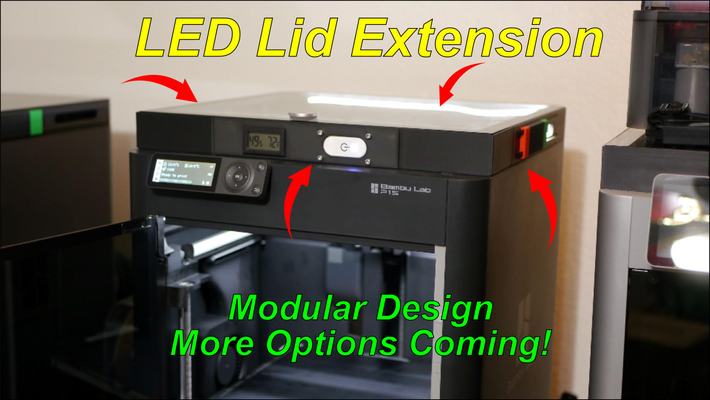 modular lid extension x1 series printers by v3 precision 3d printer accessories riser led p1 3d print model - Mito3D