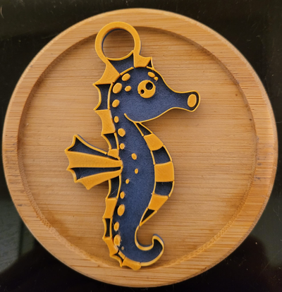 seahorse keychain by epo-3d art 2d hippocampus 2dart key 3d print model - Mito3D