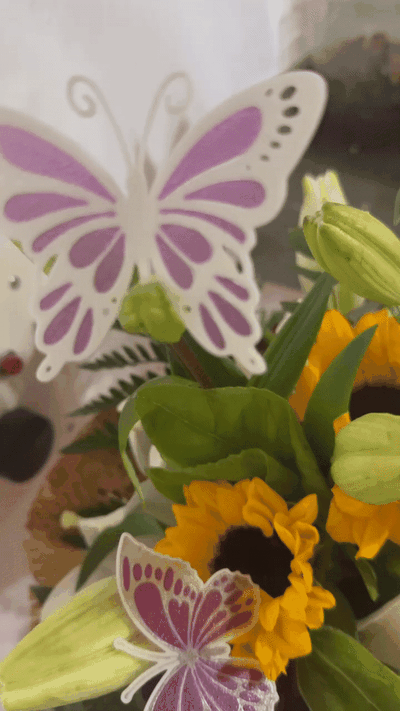 borboleta on flor by pedra arte modelos jardim verde roxa borboletas fiore natureza animal cor casa vaso 3d print model - Mito3D