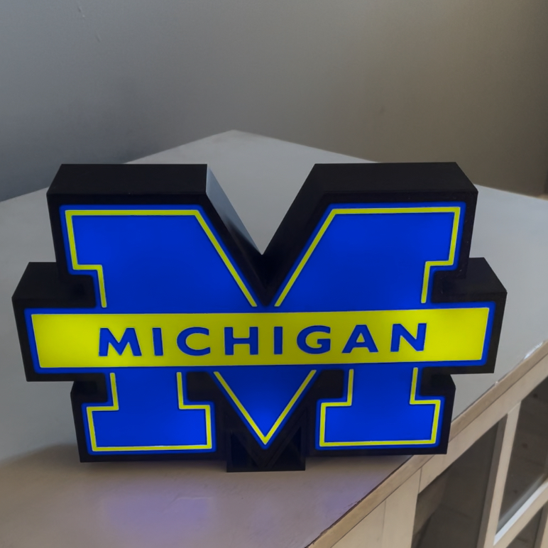 michigan led licht box by powell james10 kunst zeichen logos 3D print model - Mito3D