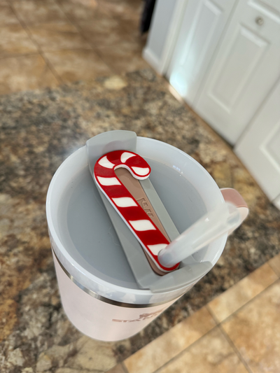candy cane topper 40oz stanley tumbler by l3thality household decor holidays christmas flowstate mistletoe snow holiday season peppermint sugar 3d print model - Mito3D
